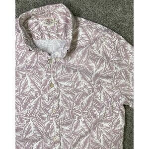 Faherty Breeze Medium Short Sleeve Button Shirt Palm Floral Hemp Tropical Men